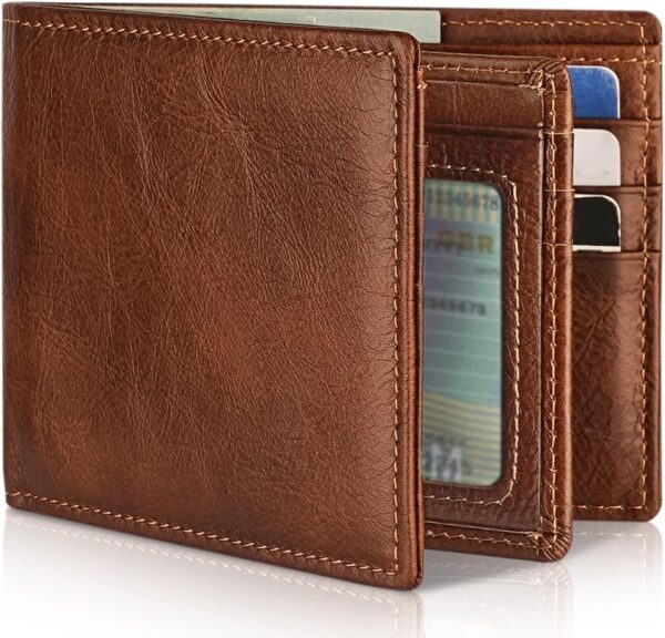 RFID Blocking Leather Bifold Wallet
