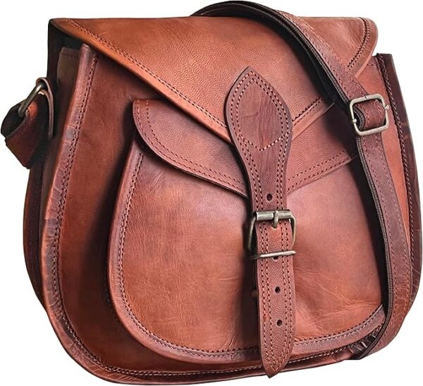 Vintage Leather Crossbody Satchel Bag